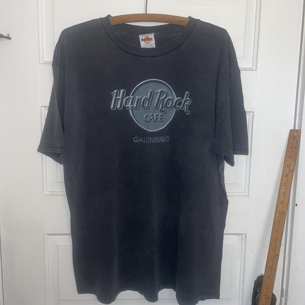 Hard‎ Rock Cafe Gatlinburg black distressed tshirt XL Vintage
